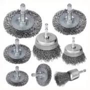 2X(8 Pieces Wire Brush Wheel Cup Brush Set Accessories 1/4Inch Hex for Rust7289