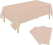 YSYJ 3 Pack Beige Plastic Tablecloth Disposable Rectangular Table Cloth 54 x 108 Inch Table Cover for Parties