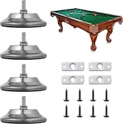 COSYOO 4pcs Pool Table Leg Levelers, 5-Inch Billiard Table Leg Leveling Risers, Adjustable Height, Heavy-Duty Metal, Chrome Finish, Anti-Wear PE Bottom