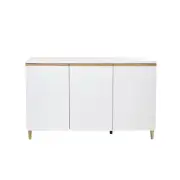 Carrie Sideboard Buffet Unit Cabinet - High Gloss White / Antique Oak