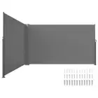 Retractable Outdoor Awning 160x600cm Waterproof Privacy Screen Gray for Patio