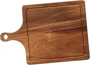 BRIGHTFUFU Cutting Board Solid Wood Kitchen Chopping Board Serving Platter Lid Pizza Plate Sturdy Practical Wear-Resistant Rectangle Board Handle