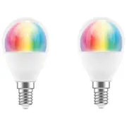 Brilliant Smart WiFi LED RGB G45 (2 Pack) 350 Lumens, 4.5W, Dimmable, Smart Light Bulb Bio-Rhythm Lighting Via BrilliantSmart App Remote Control Enabled 220 degrees Beam Angle [BULBRS21893BA]