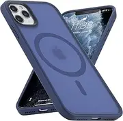 Yriklso Strong Magnetic Case for iPhone 11 Pro Max [Compatibilty with MagSafe] Protective Shockproof Cover Phone Case for iPhone 11 Pro Max 6.5" Dark Blue, CI11PMSHENLAN