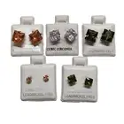 5 Pairs Cubic Zirconia Stud Earrings Assorted Sizes & Colors Lead/Nickel Free