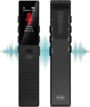 Digital Voice Activated Recorder 64GB Spy Slim Dictaphone Noise Canceling w Clip