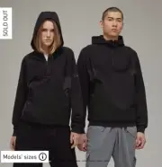 Adidas Y3 Yohji Yamamoto Stretch French Terry Rip Stop H63030 Black Zip Hoodie S