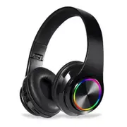 Wireless Luminous Headphones Bluetooth V5.0 Earphones Over-Ear Stereo Super Bass Headset With Microphone Black