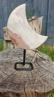 Large Pink Amethyst Moon Crystal on Pin - home office outdoor decoration 500g A+