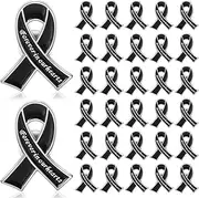 [Tigeen] 50 Pcs Metal Funeral Ribbon Pins Memorial Pins Forever in Our Hearts Funeral Favors Memorial Service Lapel Pin for Funeral Event Mourning Remembrance Day