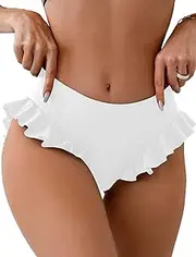 [ZAFUL] Women High Waist Bikini Bottom Side Mesh Spliced Tankini Swimsuit Swim Briefs Bathing Suit Bottom