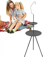 Small Round Folding Table, Folding Round Tables Camping, Lightweight Garden Picnic Supplies, Compact Beach Camp Accessories, Portable Versatile Ideal for Outdoor and Indoor Use