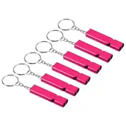 Survival Whistle, 6Pcs Loud Sound Aluminum Outdoor Safety Whistle, Rose Red