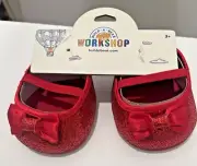 Build a Bear Teddy Bear Shoes Ruby Red Slippers Glitter Sparkle Bow Mary Janes
