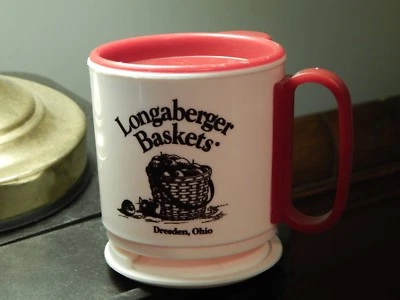 Longaberger Baskets_Dresden, Ohio "Trip-Sip" TRAVEL CUP w/ BASE (Whirley) NOS
