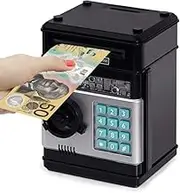 Piggy Bank Cash Coin Can ATM Bank Electronic Coin Money Bank for Kids - Hot Gift, Money Bank with Password Cute ATM Piggy Bank Coin Can for Real Money, Auto Scroll Paper Money Saving Box (Black)