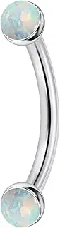 [Jenxnjsjo] F136 Titanium 16g 6/8/10mm Curved Barbell White Pink Purple Opal Eyebrow Rook Snug Daith Earrings Vertical Labret Lip Snake Bite Frog Eyes Tongue Rings Vch Hood Piercing Jewelry for Women