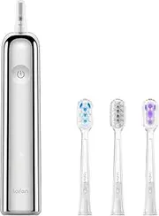 [Laifen] Wave Electric Toothbrush, Oscillation & Vibration Sonic Electric Toothbrush for Adults with 3 Brush Heads, IPX7 Waterproof Magnetic Rechargeable Travel Powered Toothbrush (Stainless Steel)