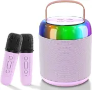 Mini Karaoke Machine, Portable Bluetooth 5.3 Speaker with 2 Wireless Microphones