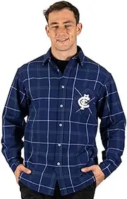 AFL 'Mustang' Flannel Polo - Carlton Blues - Flanno Shirt - Flannelette