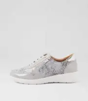 New Ziera Newton W Misty Cloudy Silver Leopard Patent Multi Sneakers Womens S...