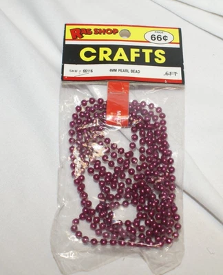 4mm Faux Pearl Bead Garland 6' Plum Purple Christmas Wedding Shower Craft DIY