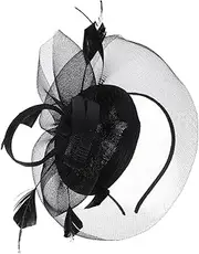 [Baluue] Gauze Fascinator Hat for Women Elegant Tea Party Headband with Floral Detail Lightweight and Comfortable Headwear for Weddings Banquets and Special Events Black