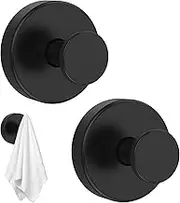 Suction Cup Wreath Hook Holds up to 15lbs Bathroom Suction Towel Hooks Stainless Steel Wall Hook, Towel Hook No Drill Vacuum Cup Hanger for Shower Towel Rack Robe Coat (Black)