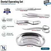 5Pcs Dental Operating First Aid Dressing Surgical Scissors Tweezers Scalpel+Tray