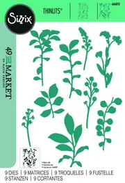 Sizzix Framelits 9PK Die Set Fine Stems 02 by 49 and Market