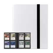 4 Pocket Card Binder for Trading Card 160 Sleeves Strap Game Card Collection Book-White