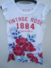 Girls Pumpkin Patch pretty sleeve tunic tee with vintage rose print Size 7