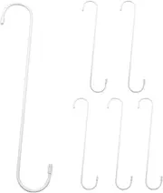 Auvotuis 6Pcs 12 Inch Extra Large S Hooks, Heavy Duty Long S Hooks for Hanging Plant Extension Hooks for Tree Branch, Bird Feeder, White