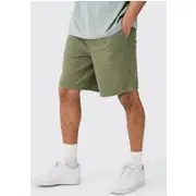Mens Relaxed Fit Elasticated Waist Chino Shorts in Khaki