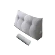 Large Triangular Headboard Pillow with Head Roll Twin: 39x8x20 Inches Grey