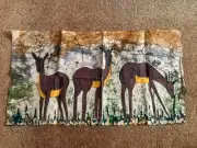 Vtg African Batik Fabric Wall Art Textile Fabric 3 Antelopes In Forest 31”x17”