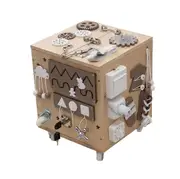 Kids Wood Portable Busy Board Cube Unlocking Box Sensory Game Baby Mon