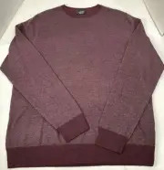 Nordstrom’s Wool Crew Burgundy Heather Birds Eye Pullover Sweater Mens L New!