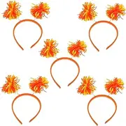 DEARMAMY 5pcs Funny Headbands Orange Headband Pompoms Craft Cheerleading Pom Poms Blow up Headband Cheer Pom Poms Pride Headband Pom Pom Headband Hair Bands Party Headband Head Band Plastic