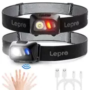 Rechargeable Headlamp With Motion Sensor 1500lux LED Head Lamp with Red Light fo