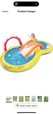 Inflatable Kiddie Pool, 101” X 57” X 24” Play Center with Detachable Slide for C