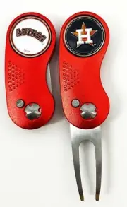 GOLF SWITCHBLADE Houston Astros DIVOT REPAIR TOOL + Ballmarker Red