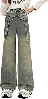 [Generic] Girls Brand Clothes Spring Summer and Autumn New Models for Middle and Large Children Retro Wide Leg Straight Pants Trendy Loose Casual Trousers Legging Toddler