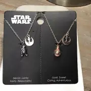 Star Wars Best Friends BFF Besties 2 Necklaces R2D2 and BB8 Silver Gold Tone