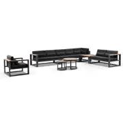 Balmoral Package E Outdoor Aluminium and Teak Lounge Setting with Coffee Table - Outdoor Aluminium Lounges