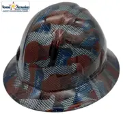 Carbon Fiber Texas Flag Hydro Dipped Full Brim Hard Hat with Ratchet Suspension