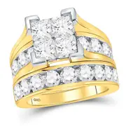 14k Yellow Gold Princess Diamond Bridal Wedding Ring Set 5 Cttw