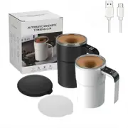 NNEOBA 380ML Self-Stirring Electric Coffee Mug Black and White Cup