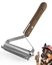 Extra Large 2-Sided Undercoat Rake for Dogs & Cats, Dog Brush for Shedding Re...