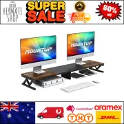 Dual Monitor Stand Riser – Wood Desk Organizer with Storage for 2 Monitors